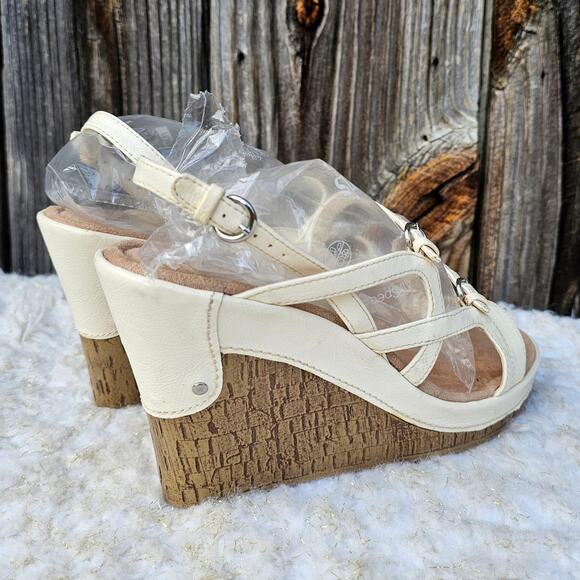 Off White Cage Platform Cork Wedge Heeled Sandals Aerosoles Popularity Size 11 - Picture 6 of 13